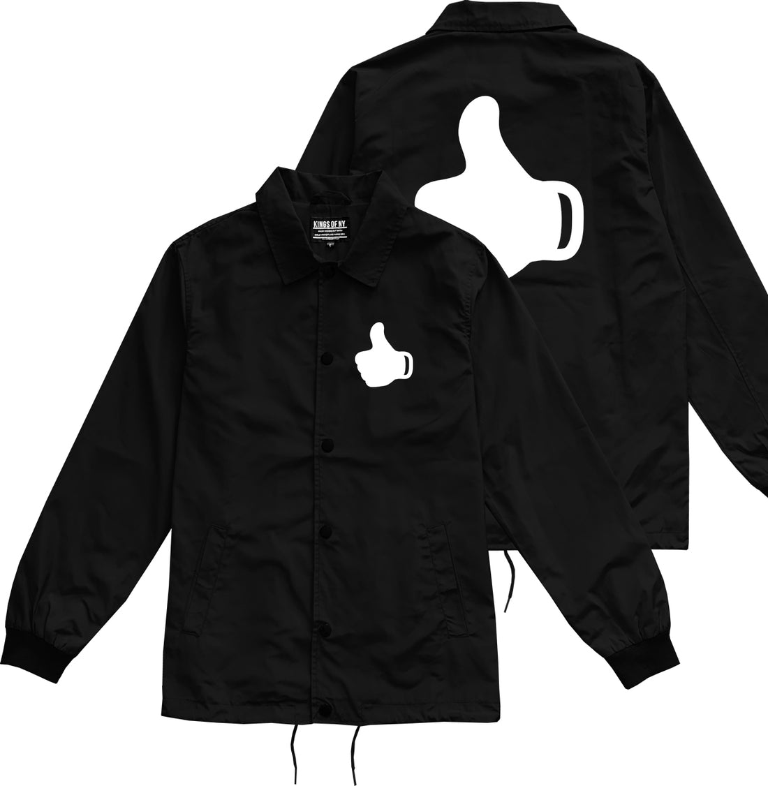 Thumbs Up Emoji Chest Black Coaches Jacket by Kings Of NY