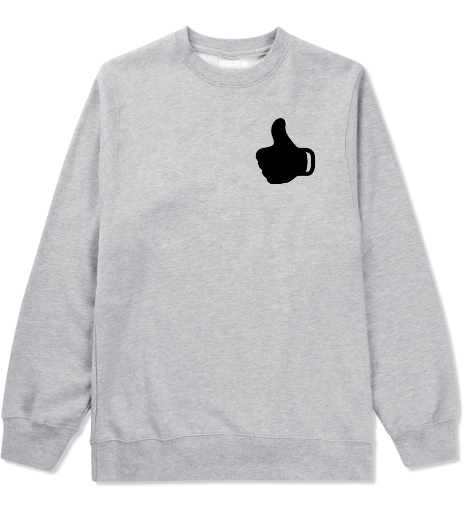 Thumbs Up Emoji Chest Grey Crewneck Sweatshirt by Kings Of NY