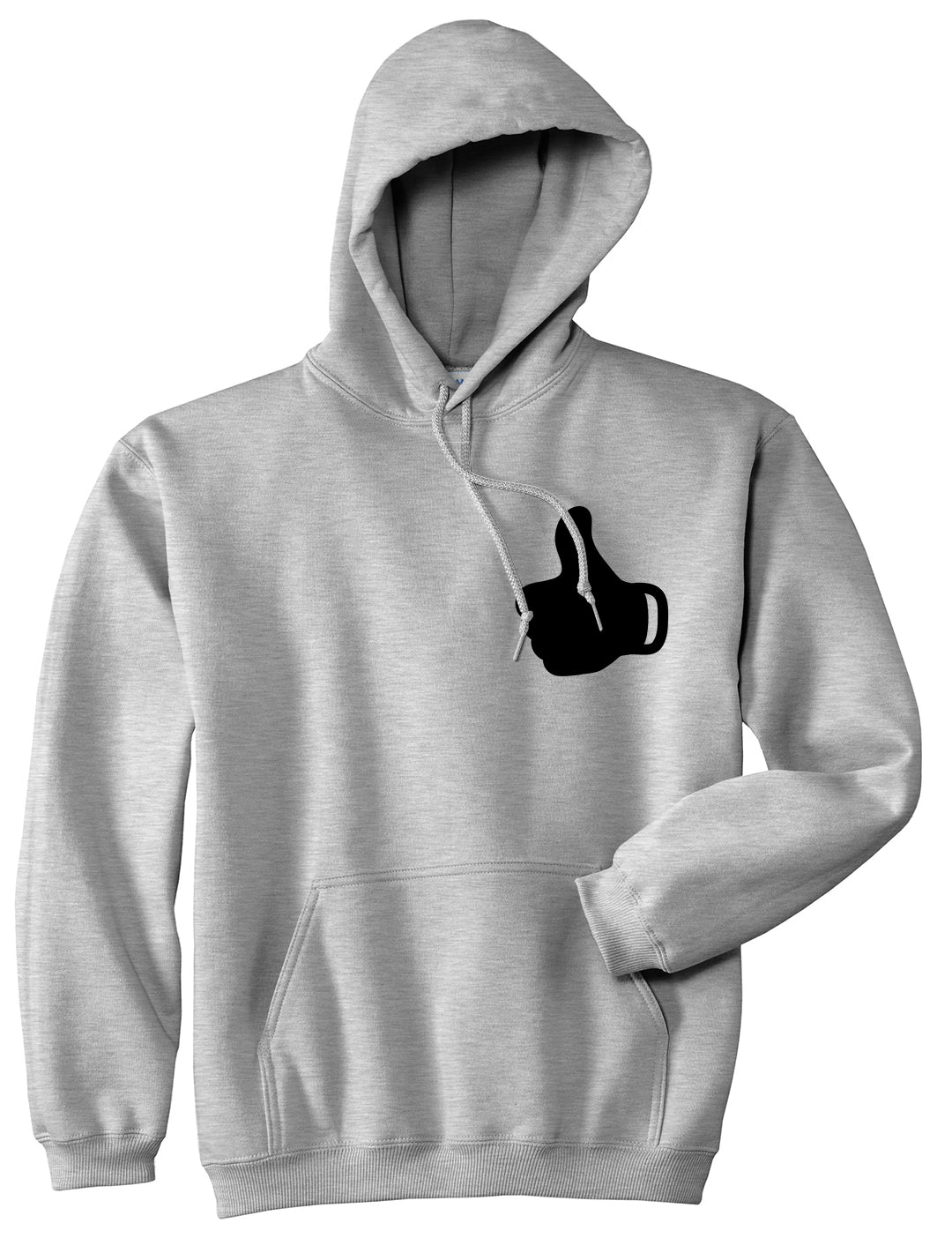 Thumbs Up Emoji Chest Grey Pullover Hoodie by Kings Of NY