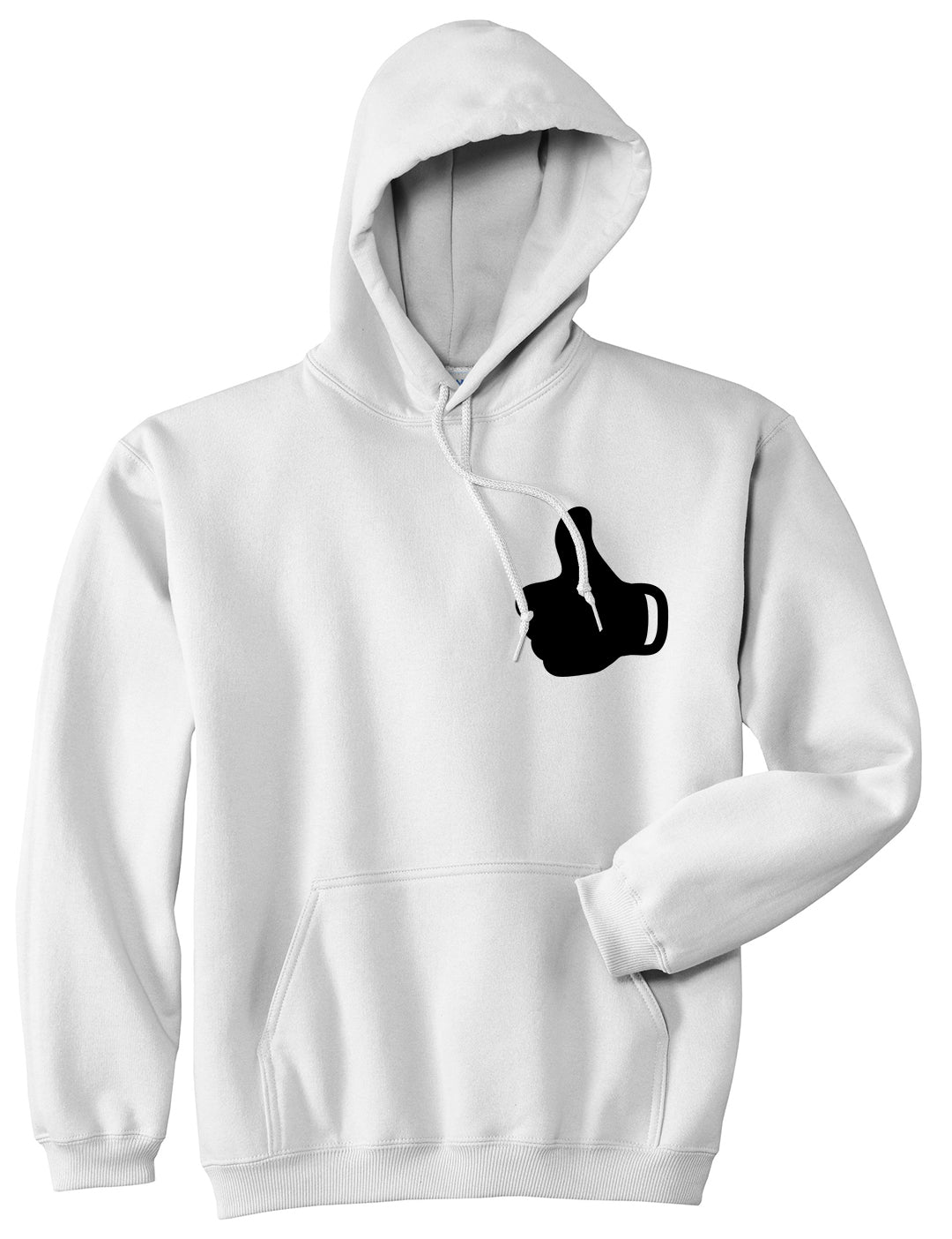 Thumbs Up Emoji Chest White Pullover Hoodie by Kings Of NY