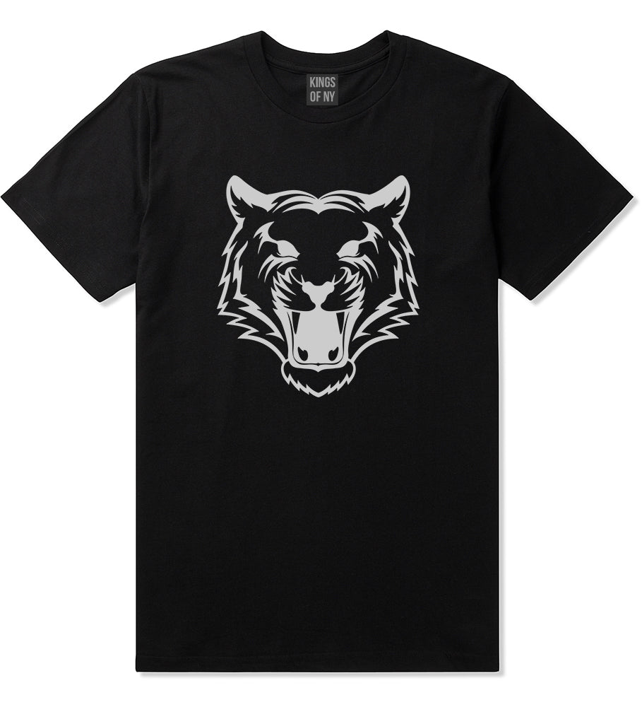 Tiger Face Outline Mens T Shirt Black