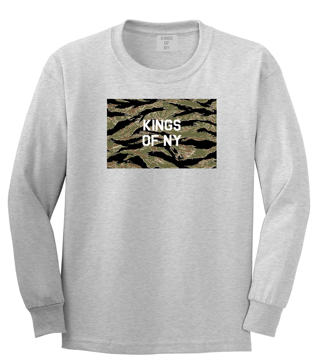 Tiger Stripe Camo Army Long Sleeve T-Shirt in Grey