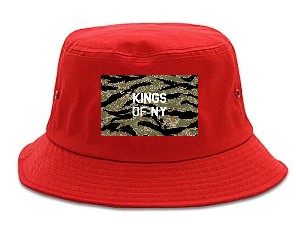 Tiger Stripe Camo Army Bucket Hat in Red