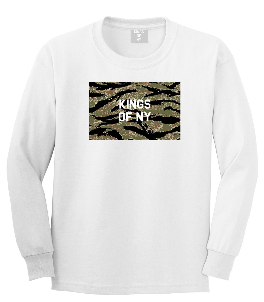 Tiger Stripe Camo Army Long Sleeve T-Shirt in White
