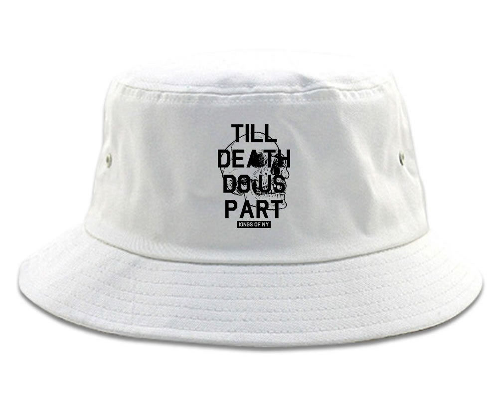 Till Death Do Us Part Skull Mens Bucket Hat White