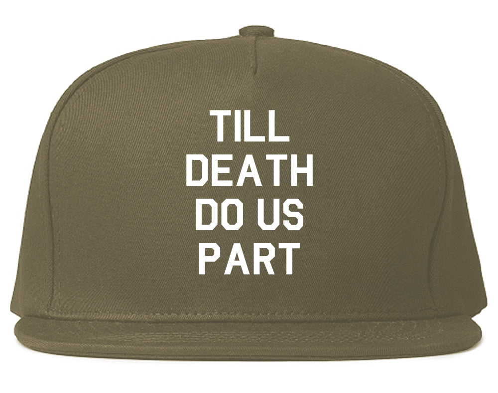 Till Death Do Us Part Skull Mens Snapback Hat Grey