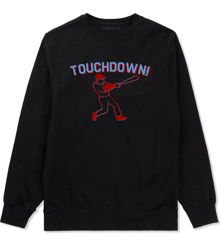 Touchdown Baseball Meme Mens Crewneck Sweatshirt Black