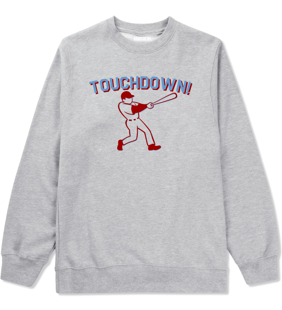 Touchdown Baseball Meme Mens Crewneck Sweatshirt Grey