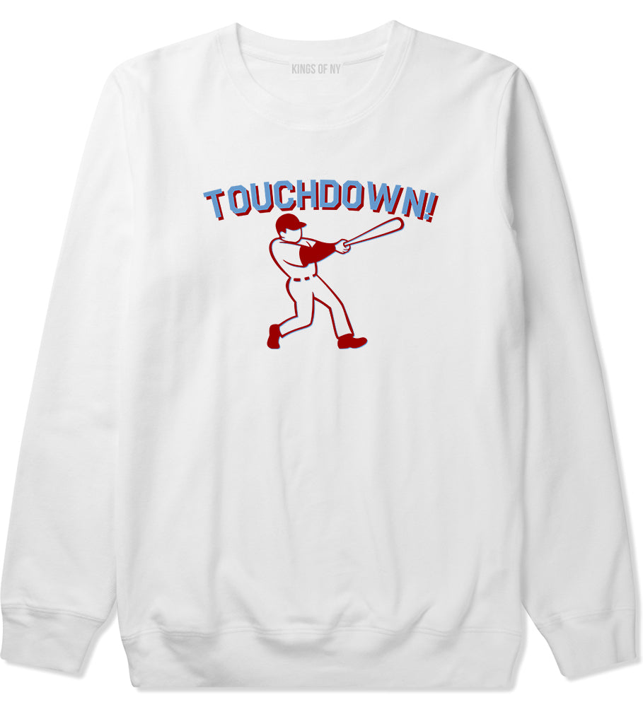 Touchdown Baseball Meme Mens Crewneck Sweatshirt White