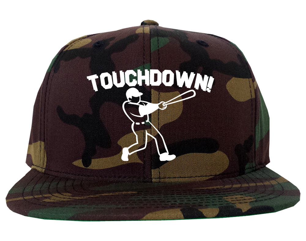 Touchdown Baseball Meme Mens Snapback Hat Army Camo