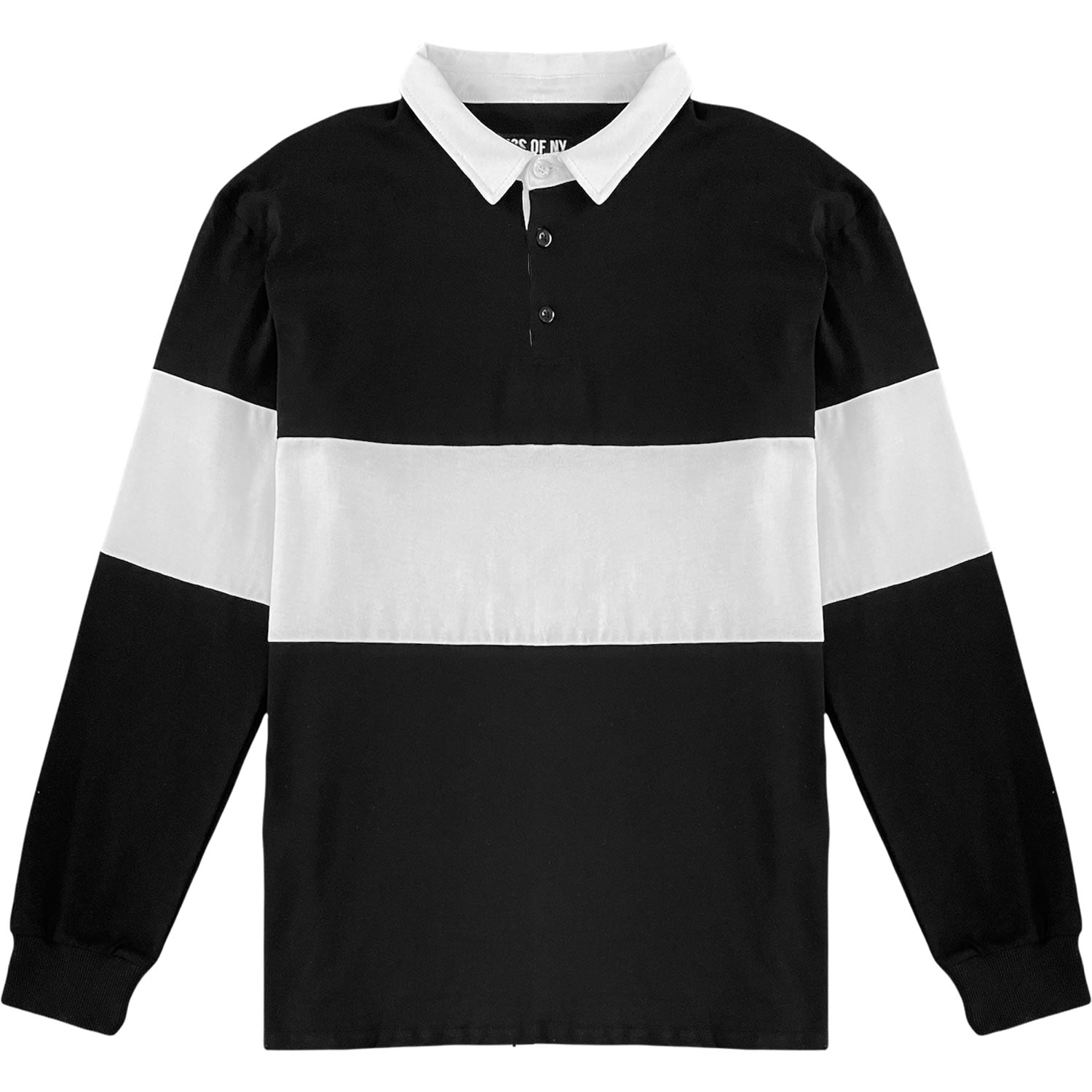 Black and white striped long best sale sleeve polo