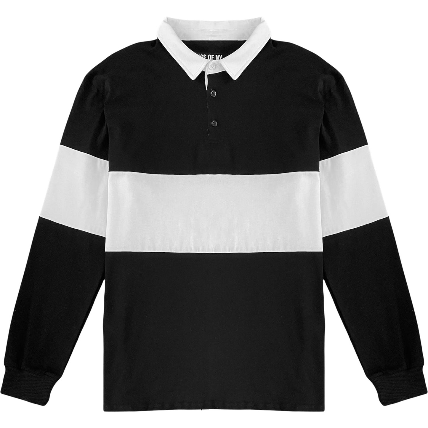 Traditional Black And White Striped Mens Long Sleeve Rugby Shirt Kings Of Ny 6501