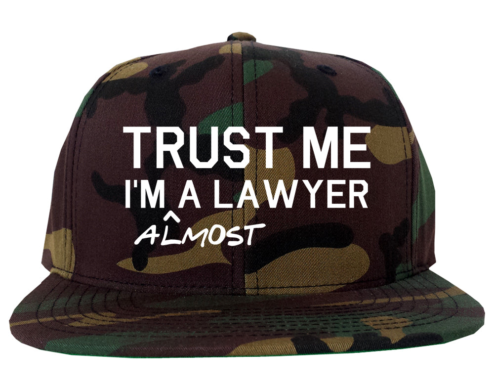 Trust Me Im Almost A Lawyer Law Student Mens Snapback Hat Green Camo