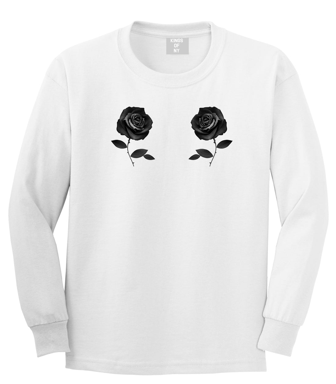 Two Roses Floral Long Sleeve T-Shirt in White