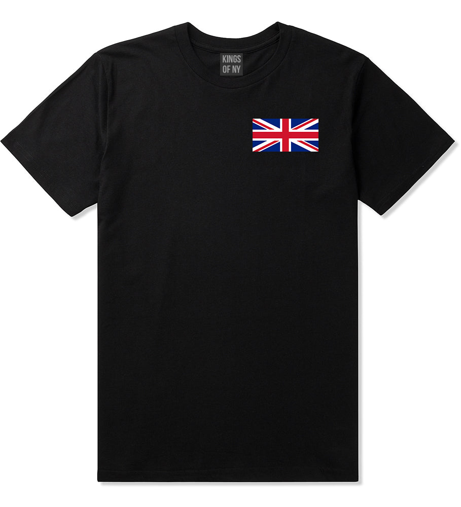 UK British Flag Chest Black T-Shirt by Kings Of NY