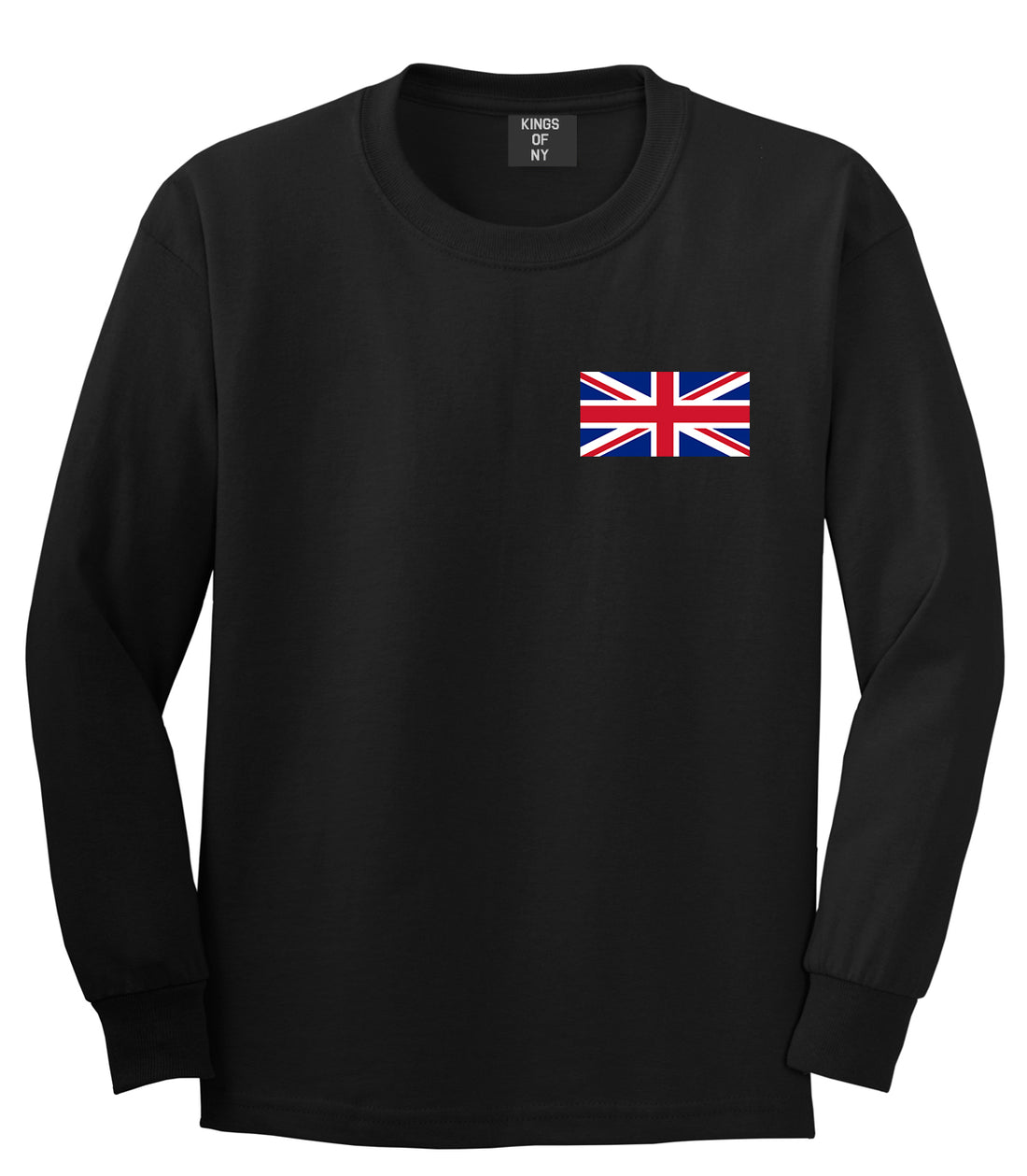 UK British Flag Chest Black Long Sleeve T-Shirt by Kings Of NY