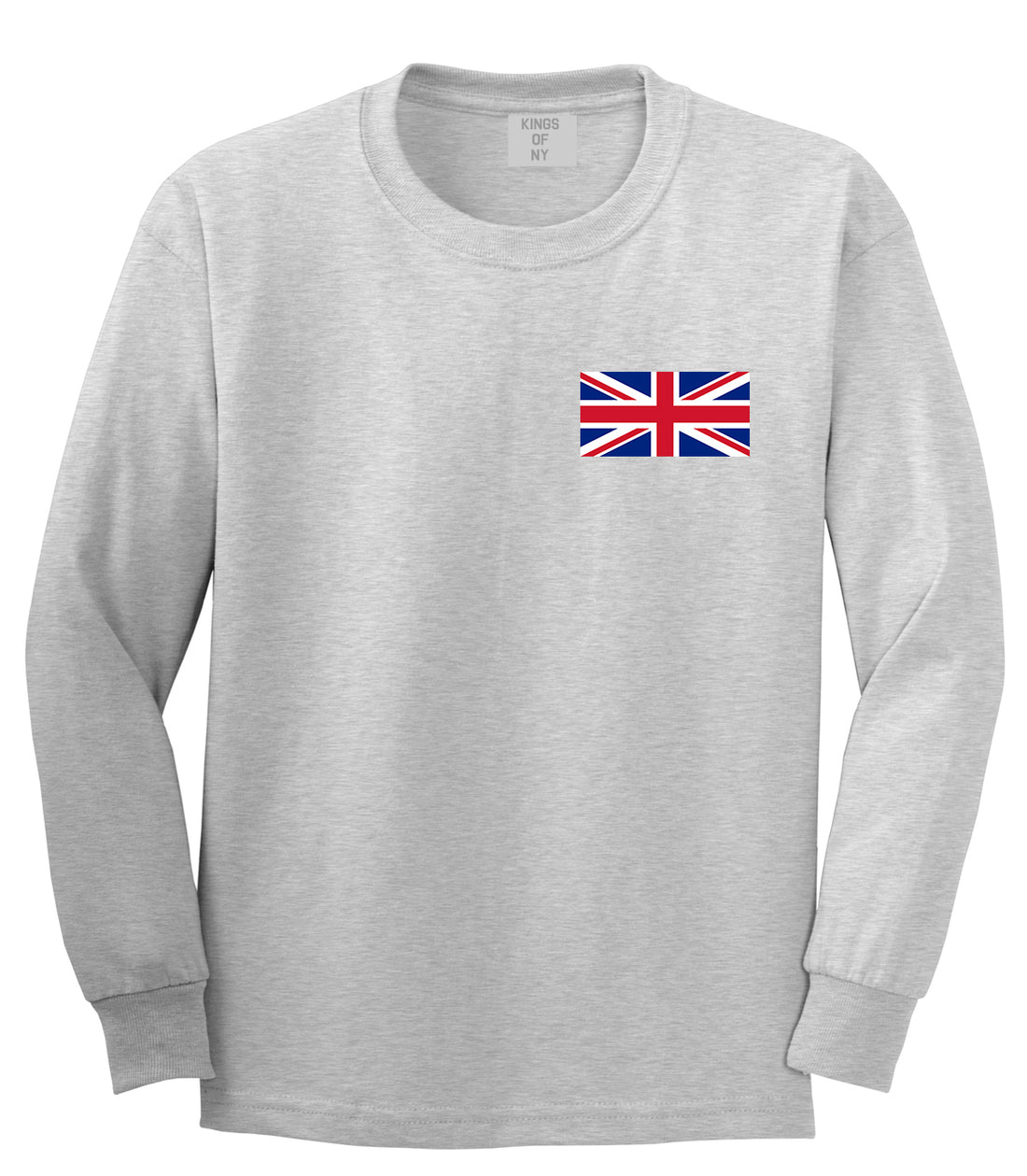 UK British Flag Chest Grey Long Sleeve T-Shirt by Kings Of NY