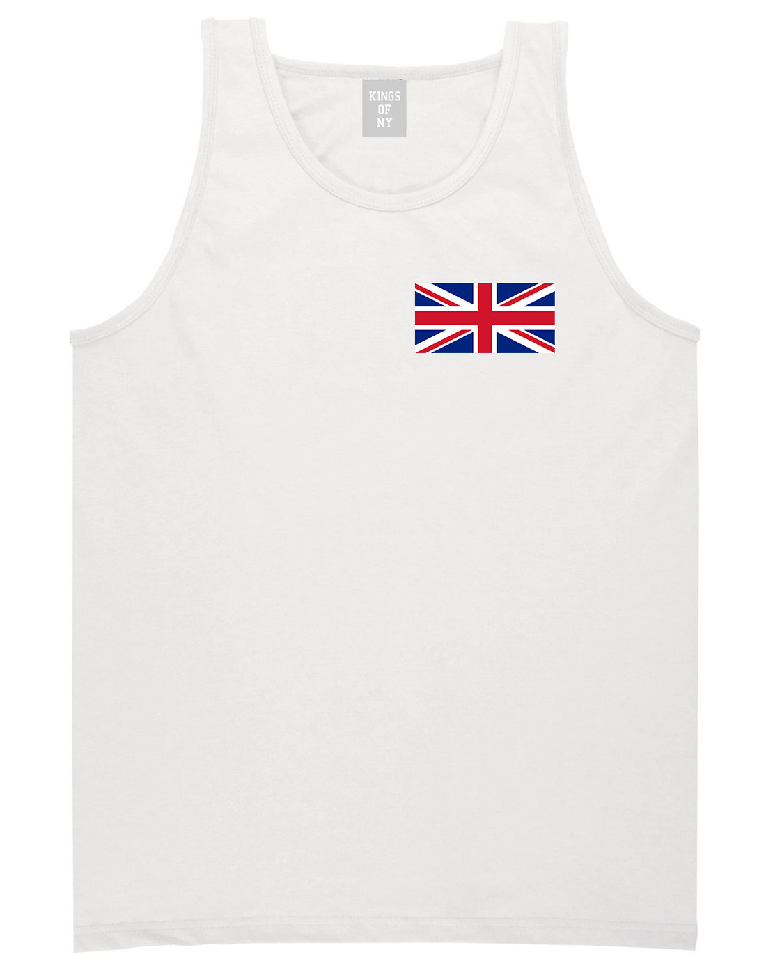 UK British Flag Chest White Tank Top Shirt by Kings Of NY