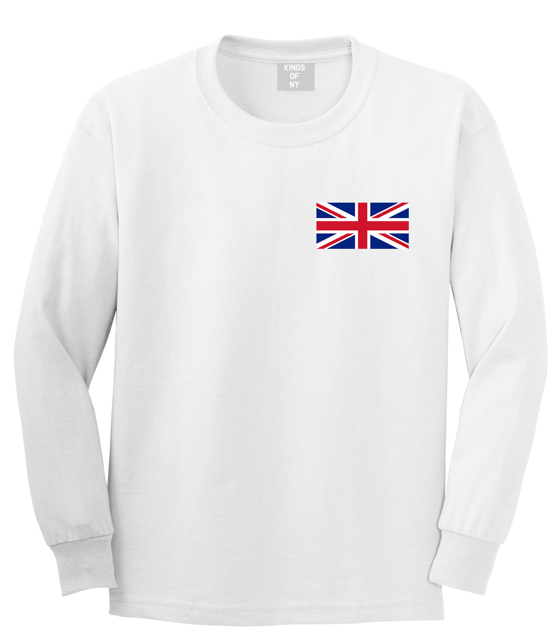 UK British Flag Chest White Long Sleeve T-Shirt by Kings Of NY