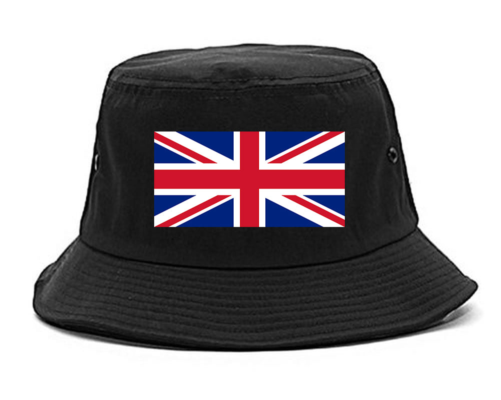 UK British Flag Chest Bucket Hat Black