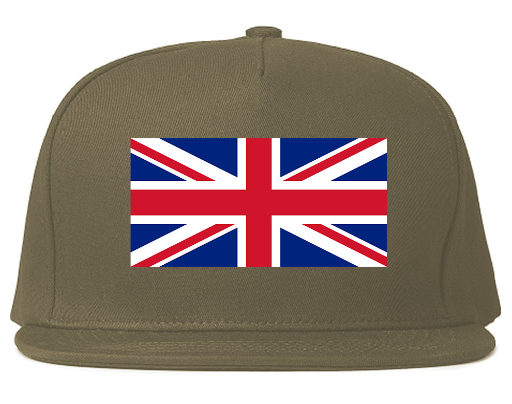 UK British Flag Chest Snapback Hat Grey