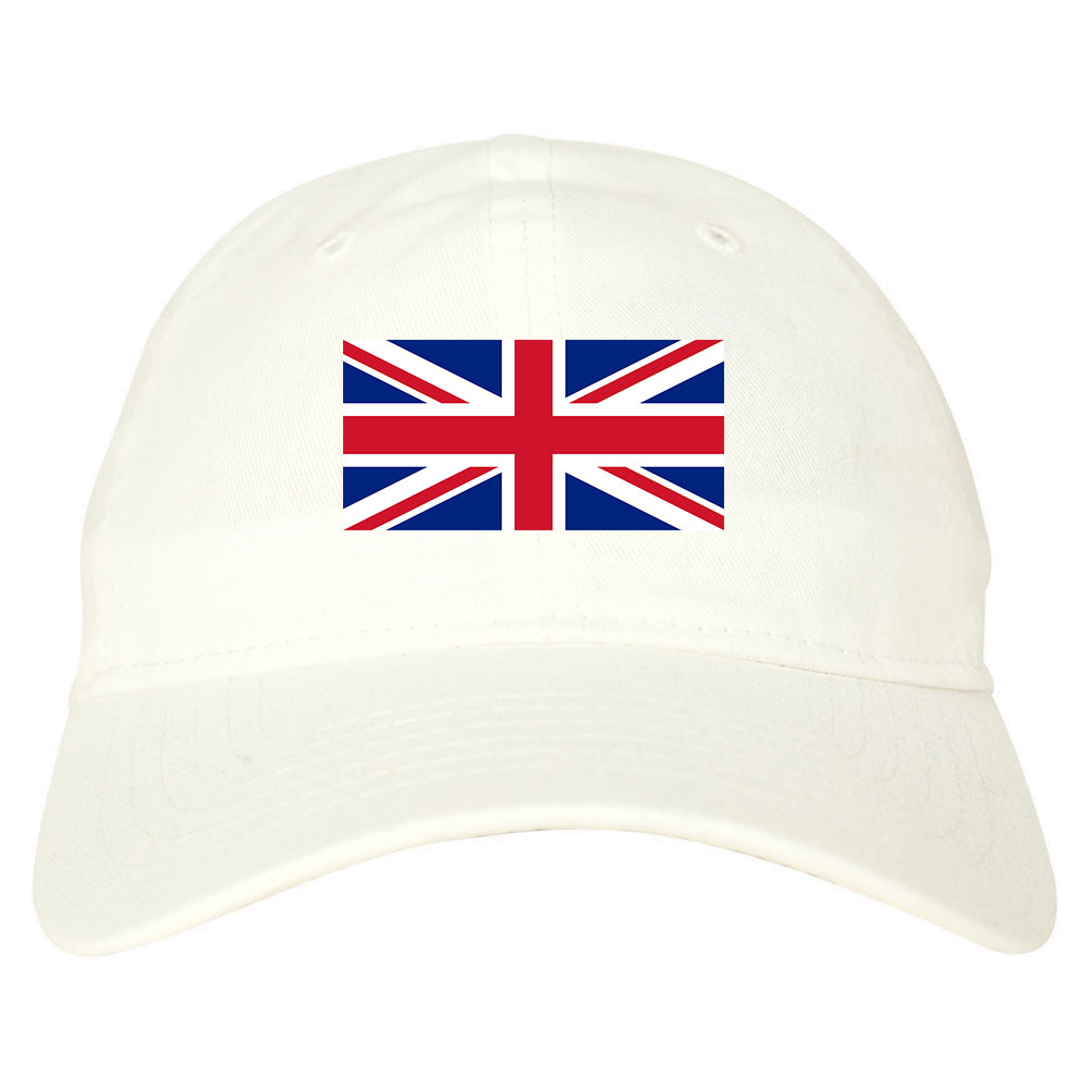 UK British Flag Chest Dad Hat Baseball Cap White