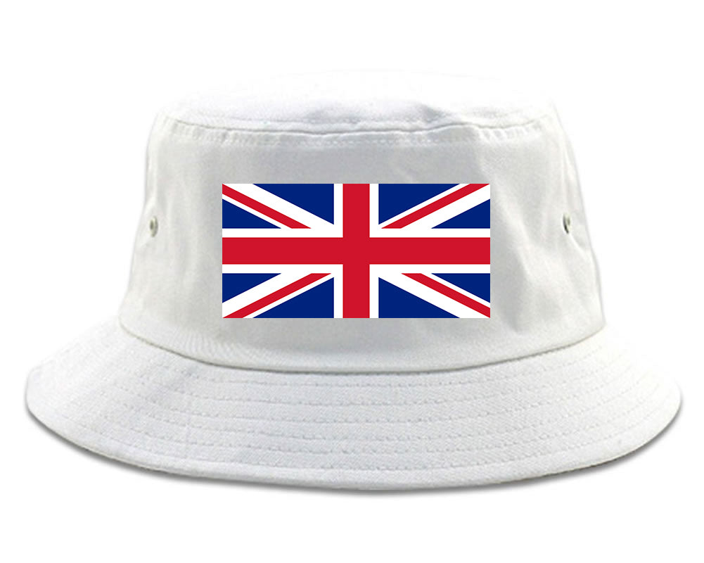 UK British Flag Chest Bucket Hat White