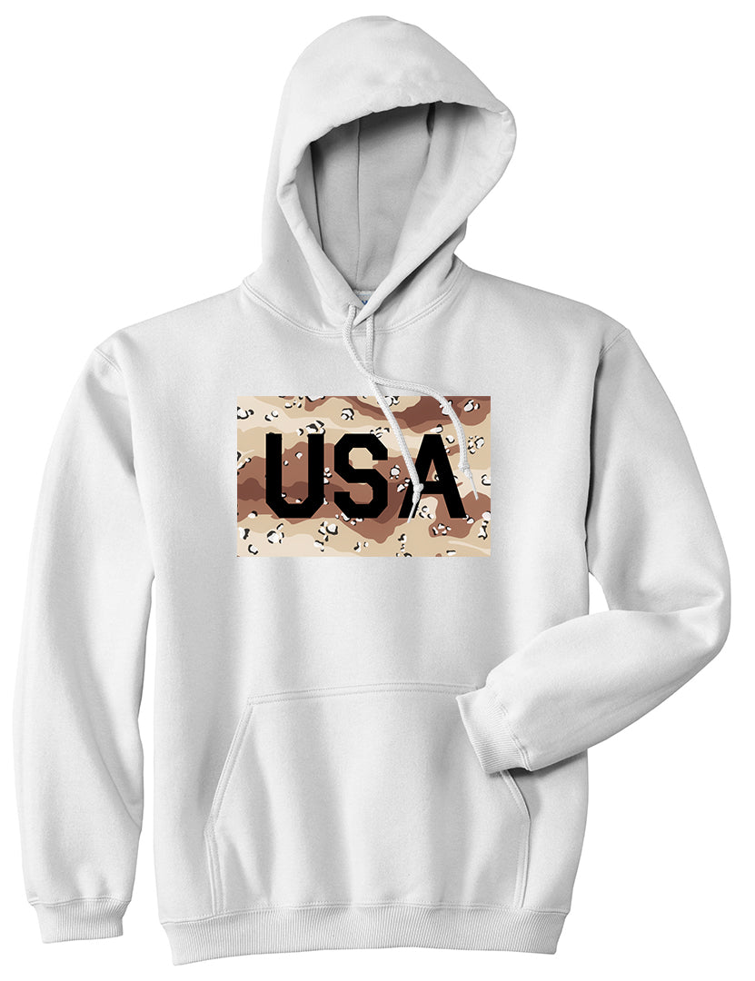 USA Desert Camo Army Mens White Pullover Hoodie by Kings Of NY