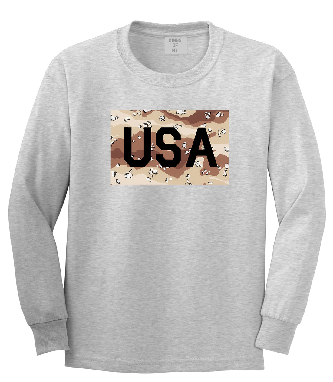USA Desert Camo Army Mens Grey Long Sleeve T-Shirt by Kings Of NY