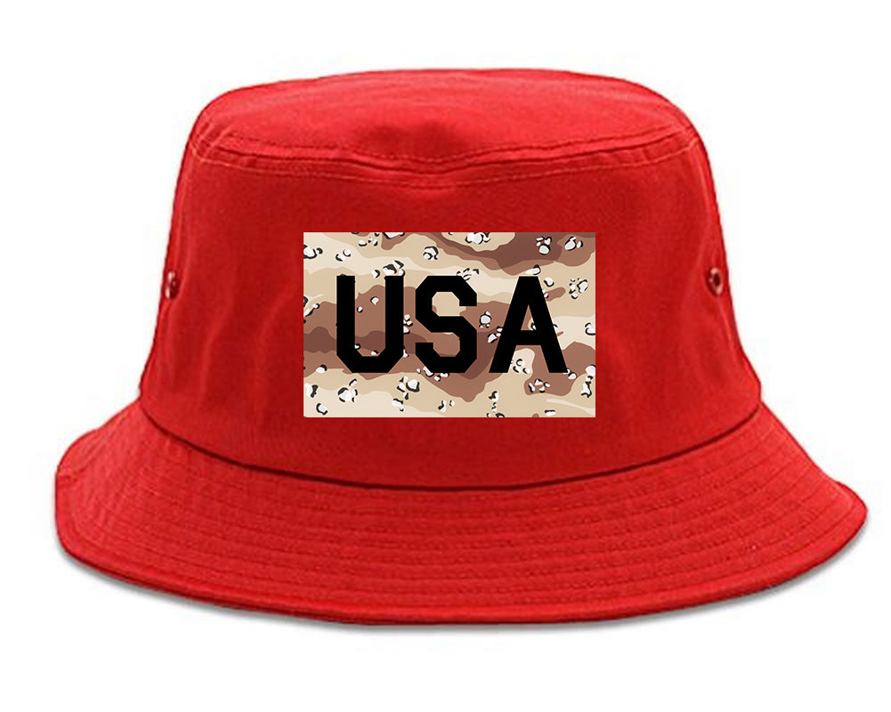 USA_Desert_Camo_Army Mens Red Bucket Hat by Kings Of NY