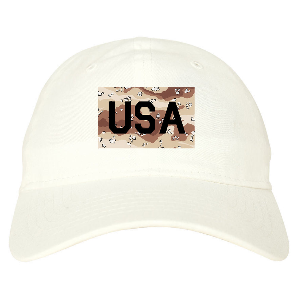 USA_Desert_Camo_Army Mens White Snapback Hat by Kings Of NY