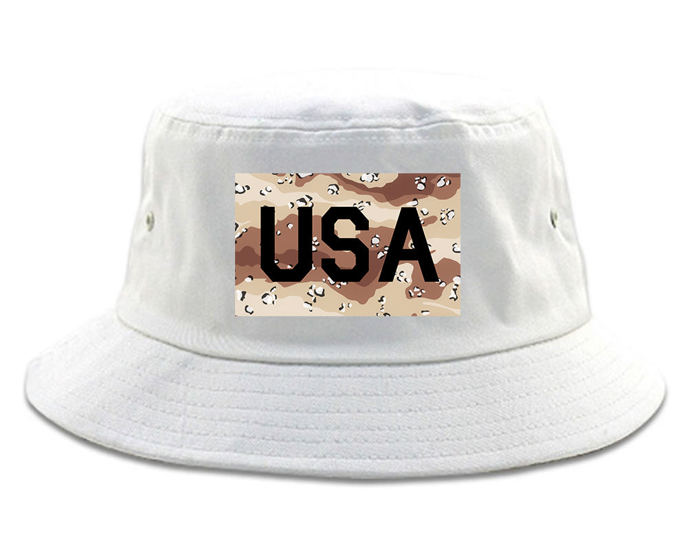 USA_Desert_Camo_Army Mens White Bucket Hat by Kings Of NY