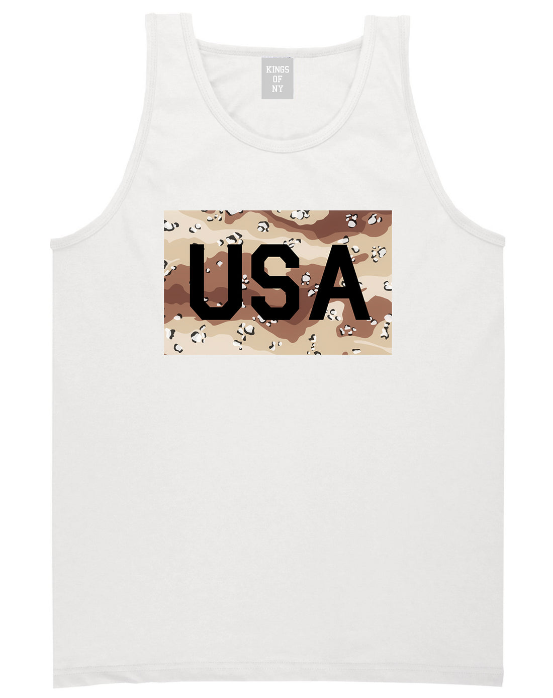 USA_Desert_Camo_Army Mens White Tank Top Shirt by Kings Of NY