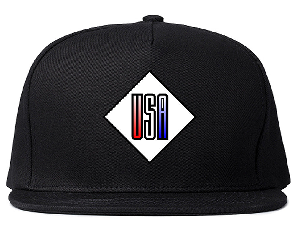 USA Diamond Logo Snapback Hat Cap in Black