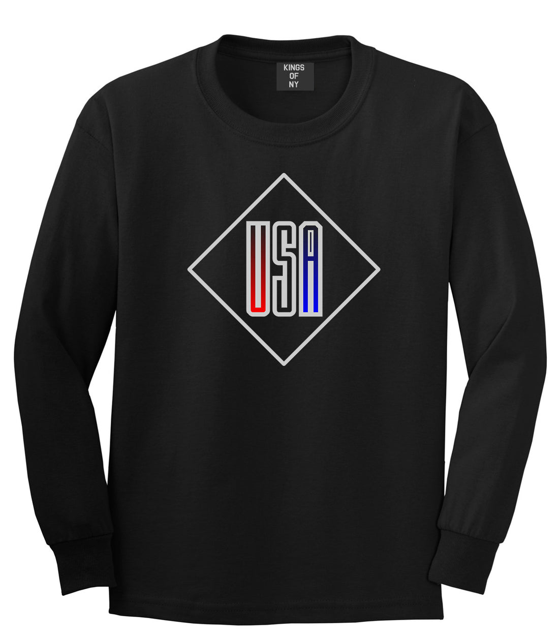 USA Diamond Logo Long Sleeve T-Shirt in Black