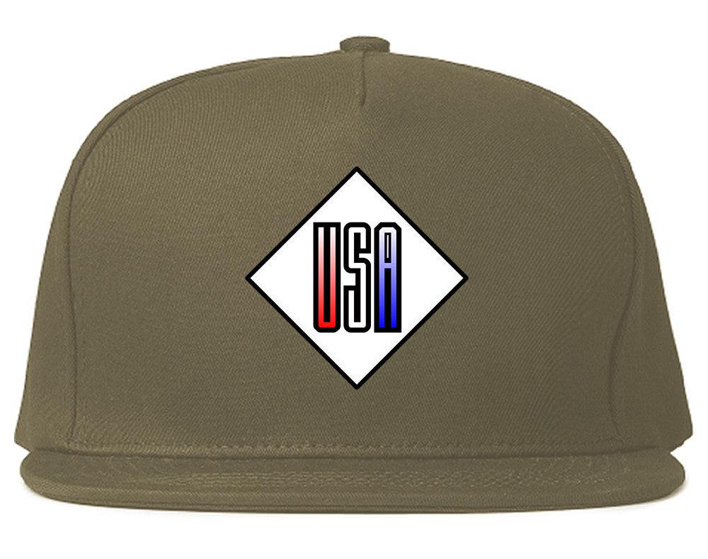 USA Diamond Logo Snapback Hat Cap in Grey