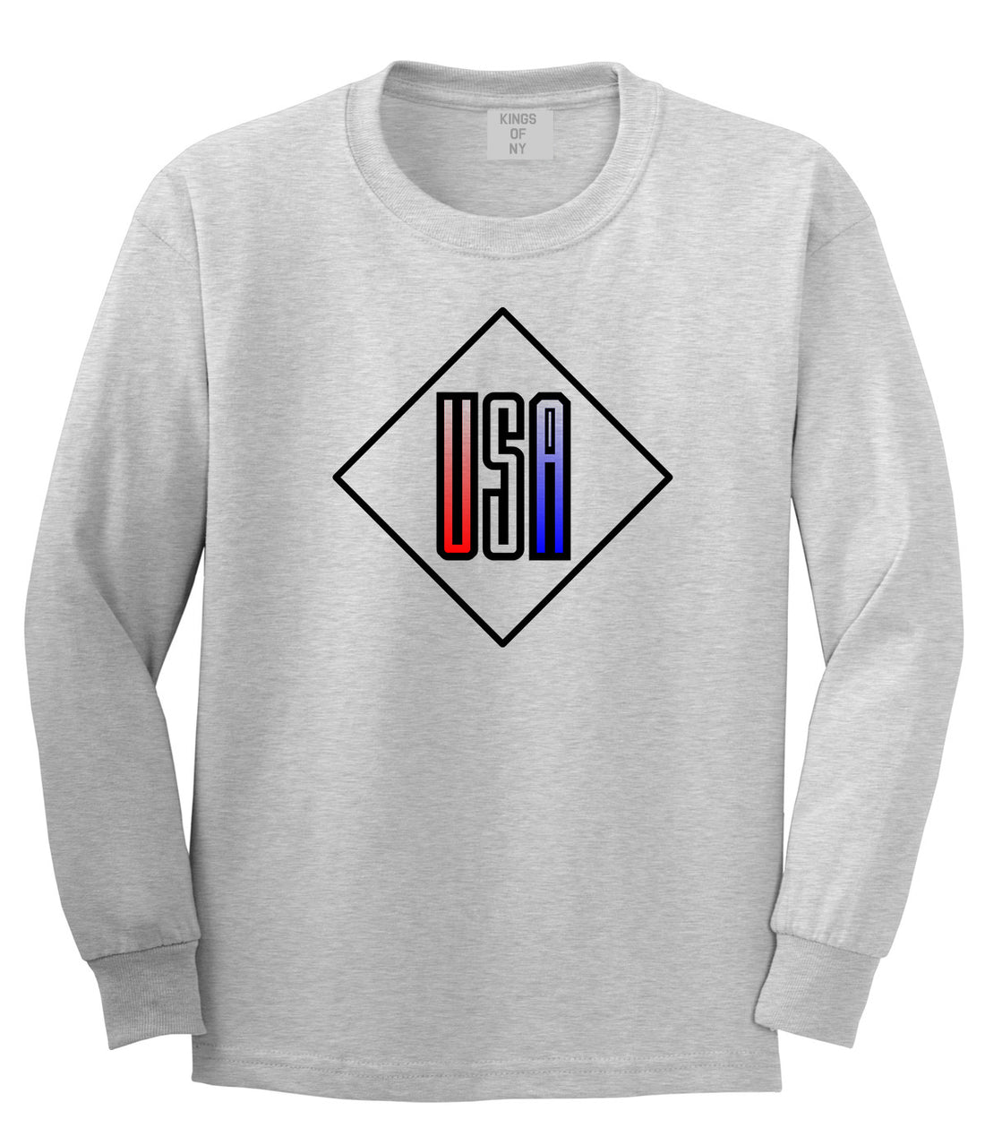 USA Diamond Logo Long Sleeve T-Shirt in Grey