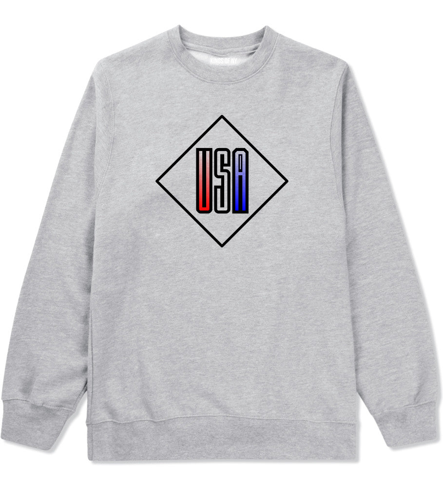 USA Diamond Logo Crewneck Sweatshirt in Grey