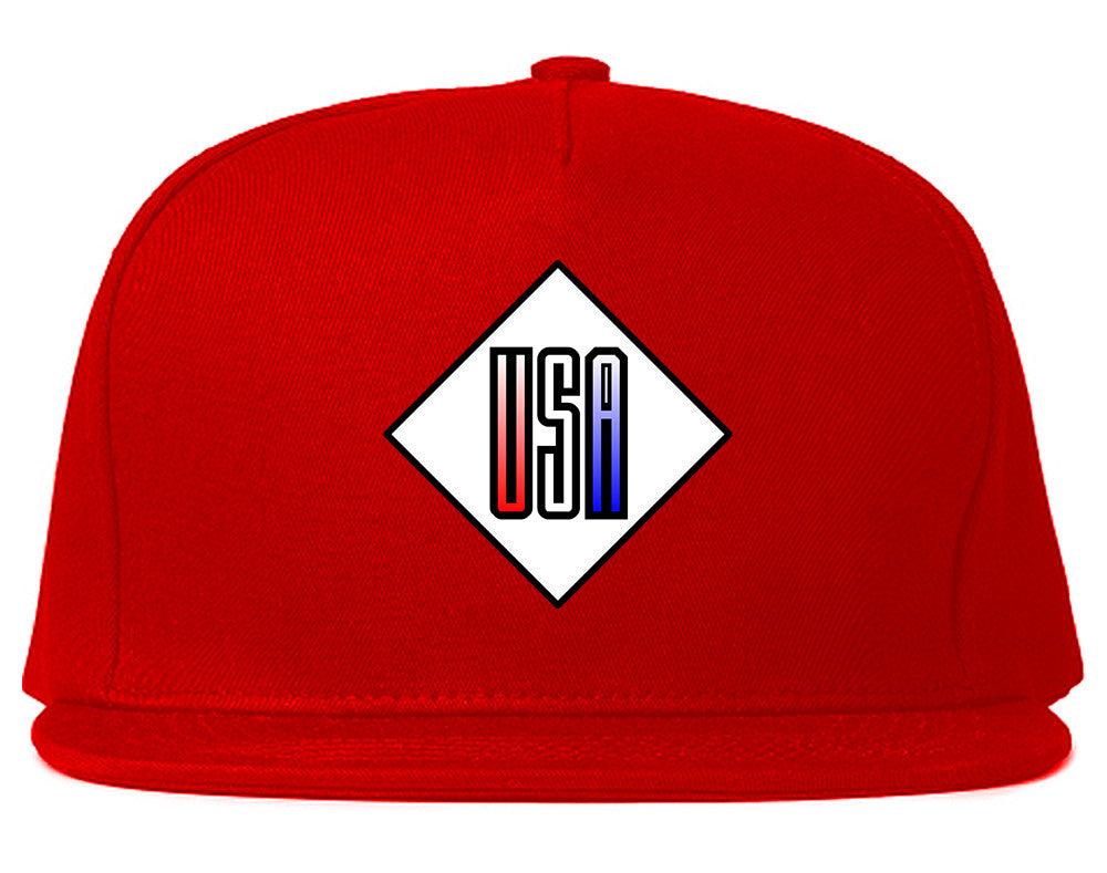 USA Diamond Logo Snapback Hat Cap in Red
