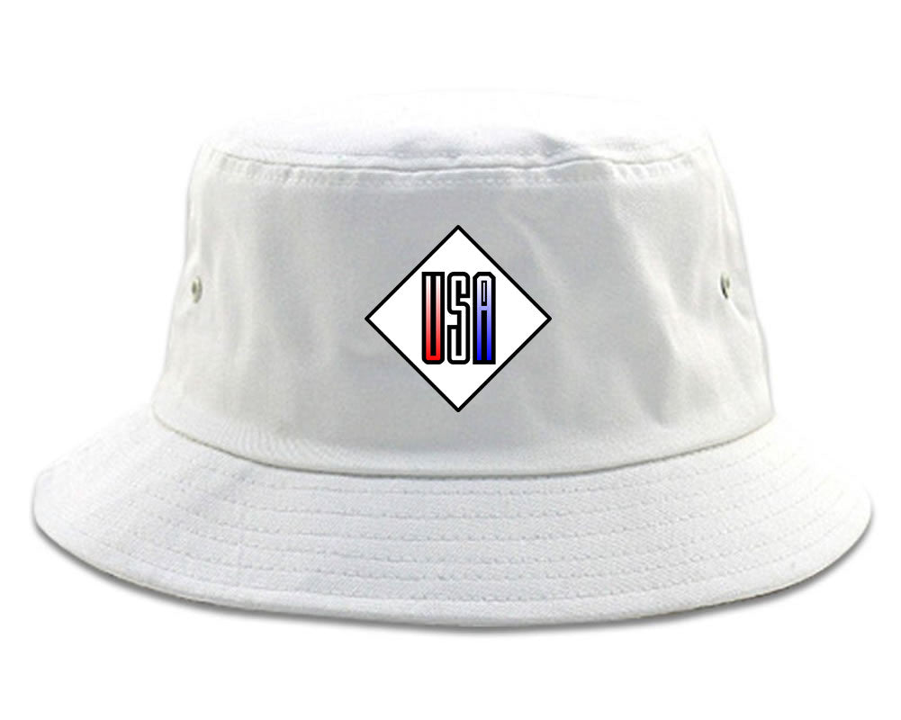 USA Diamond Logo Bucket Hat in White