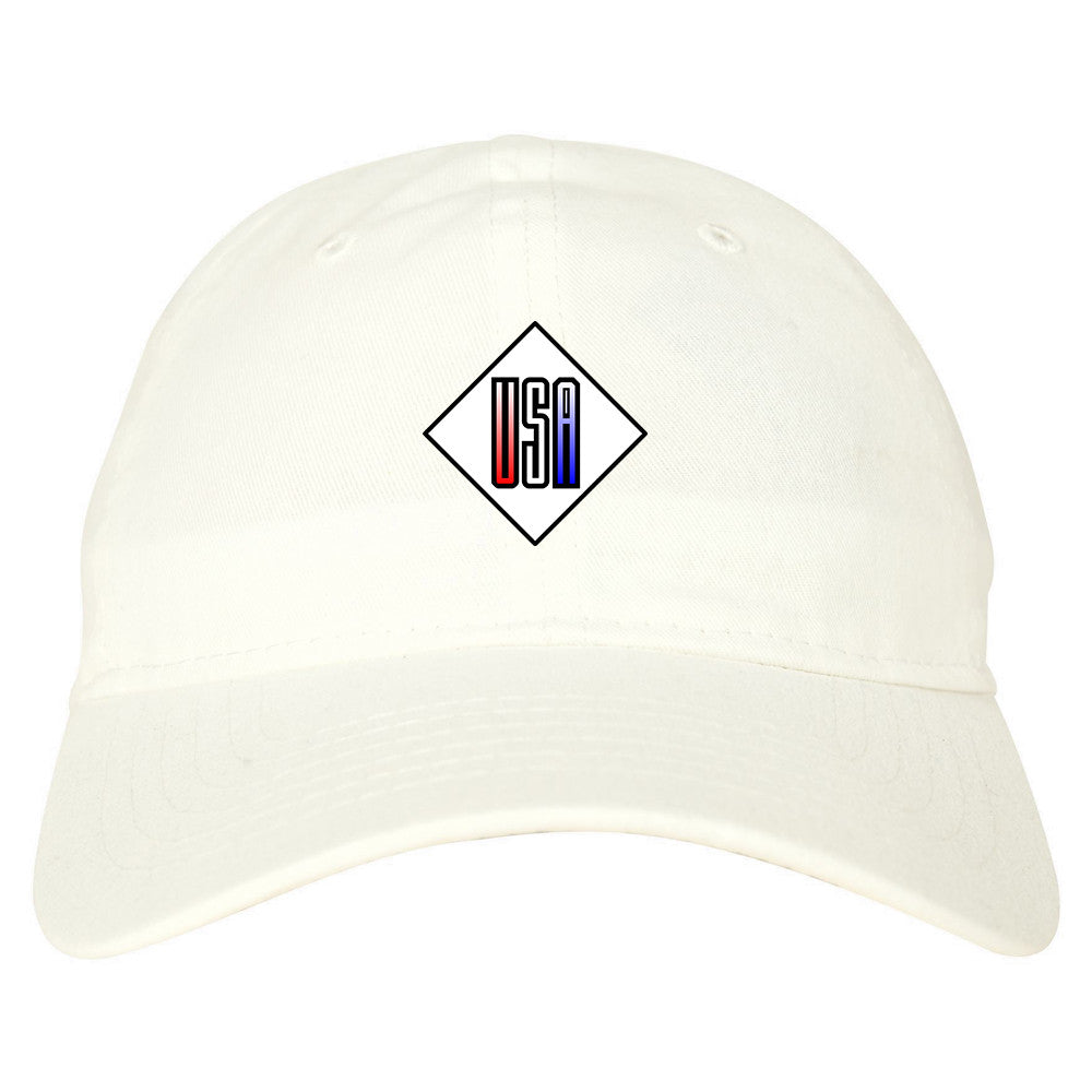 USA Diamond Logo Dad Hat in White
