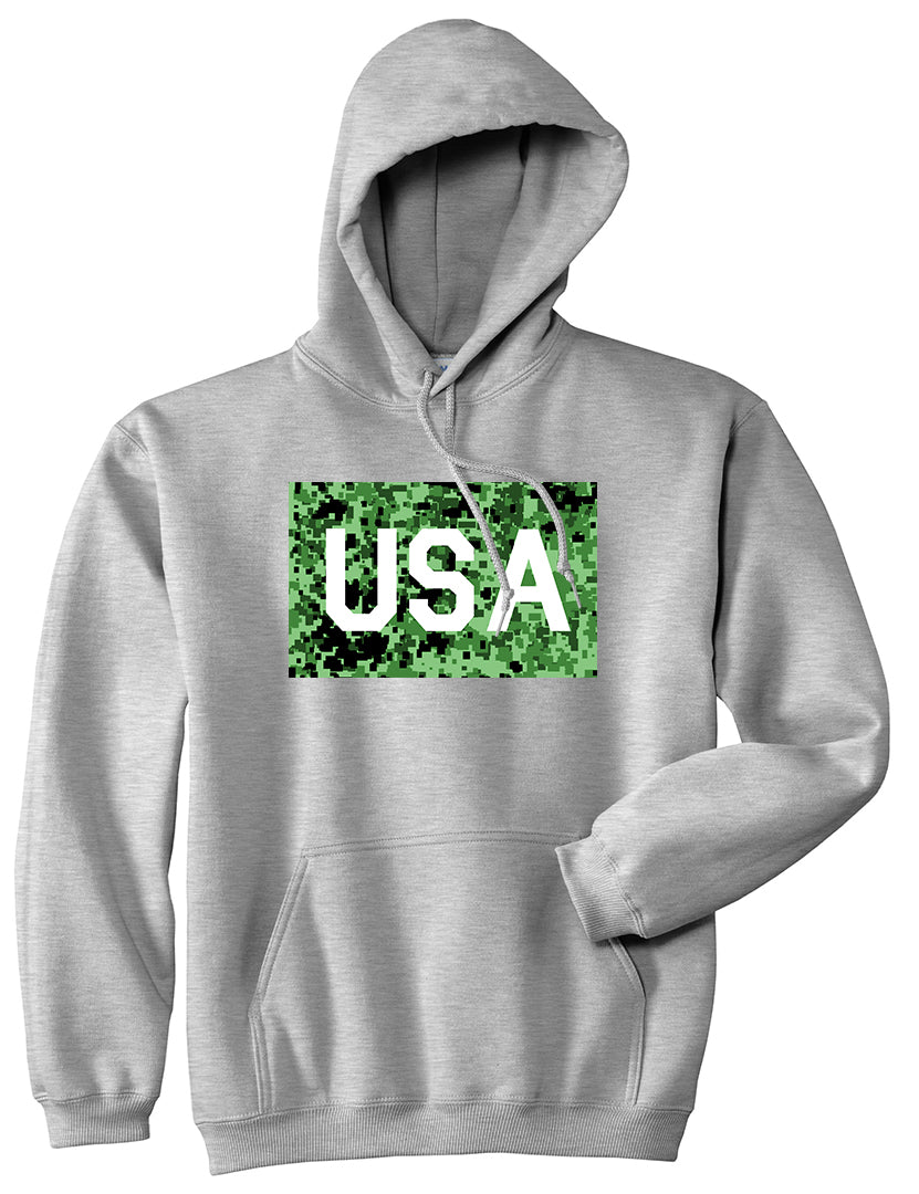 USA Digital Camo Army Mens Grey Pullover Hoodie by Kings Of NY