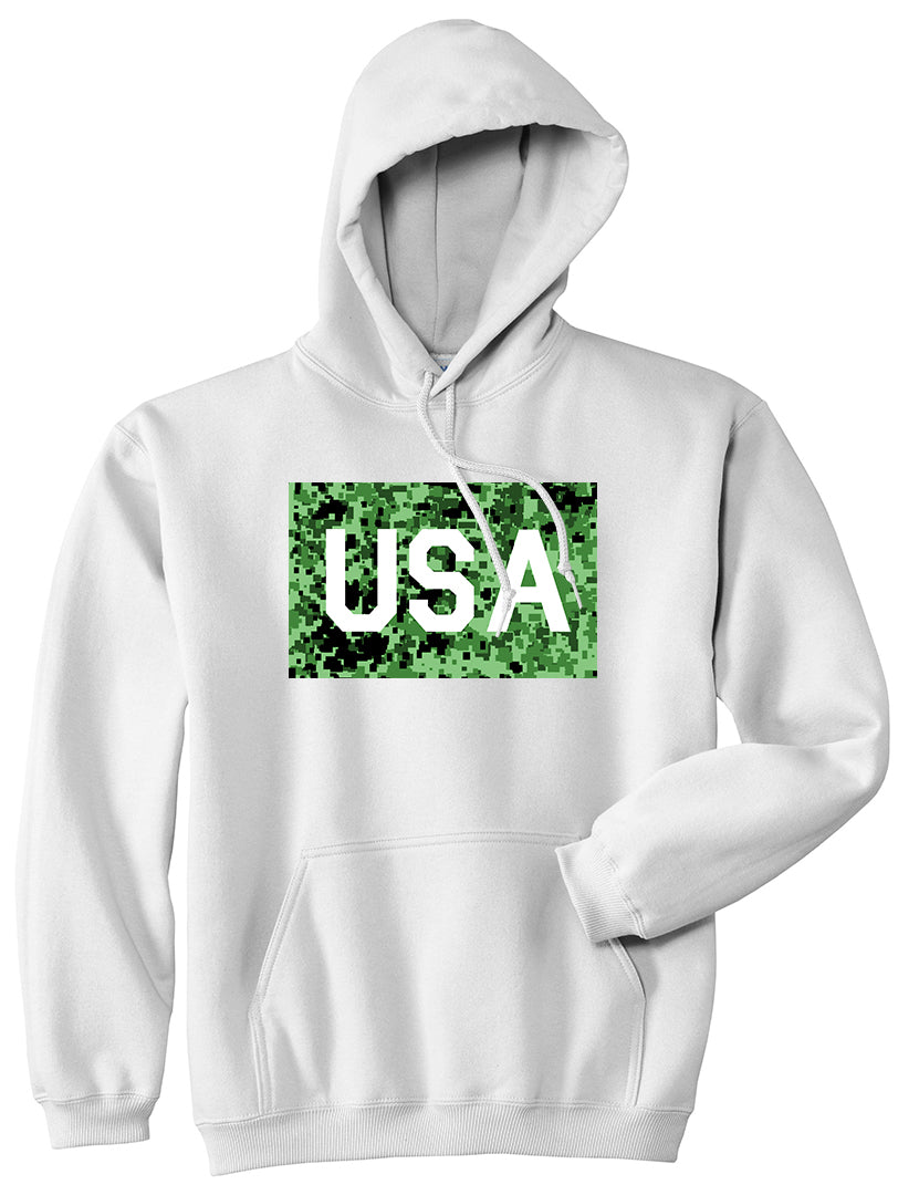 USA Digital Camo Army Mens White Pullover Hoodie by Kings Of NY