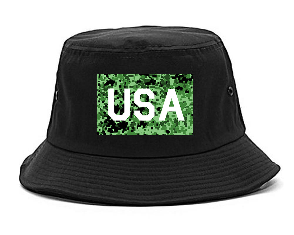 USA_Digital_Camo_Army Mens Black Bucket Hat by Kings Of NY