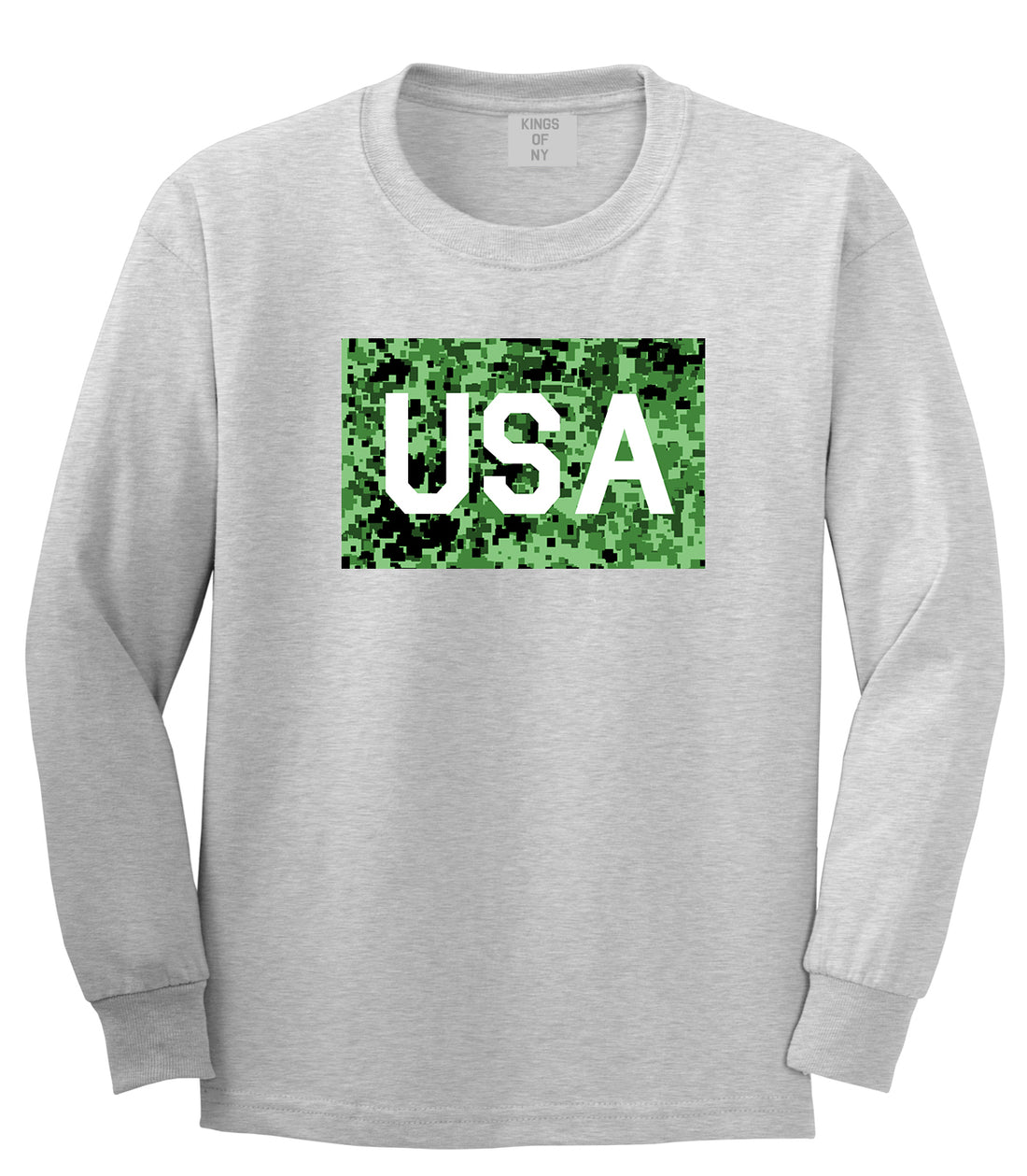 USA Digital Camo Army Mens Grey Long Sleeve T-Shirt by Kings Of NY