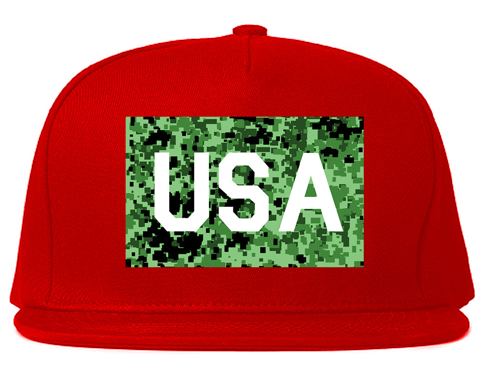 USA_Digital_Camo_Army Mens Red Snapback Hat by Kings Of NY
