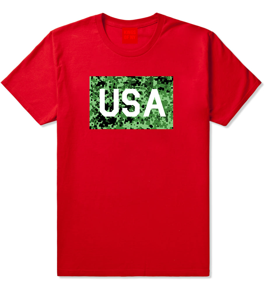 USA_Digital_Camo_Army Mens Red T-Shirt by Kings Of NY