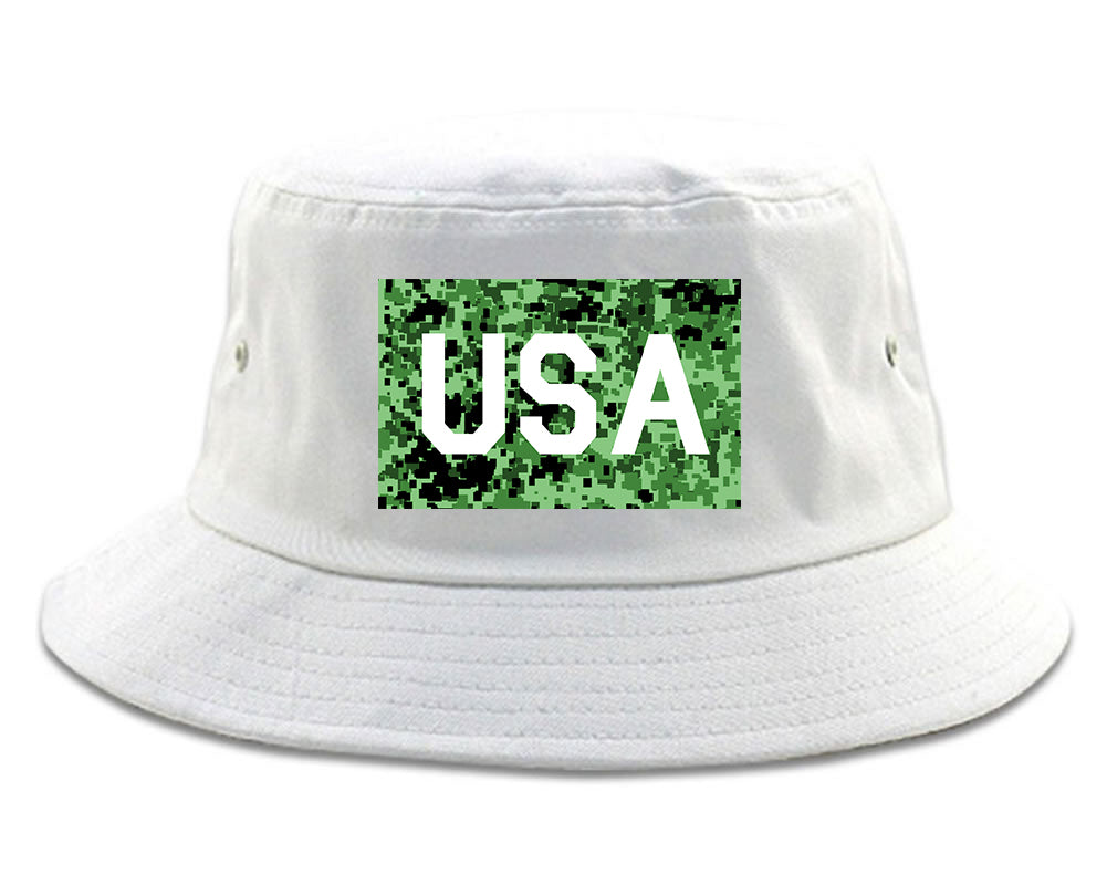 USA_Digital_Camo_Army Mens White Bucket Hat by Kings Of NY
