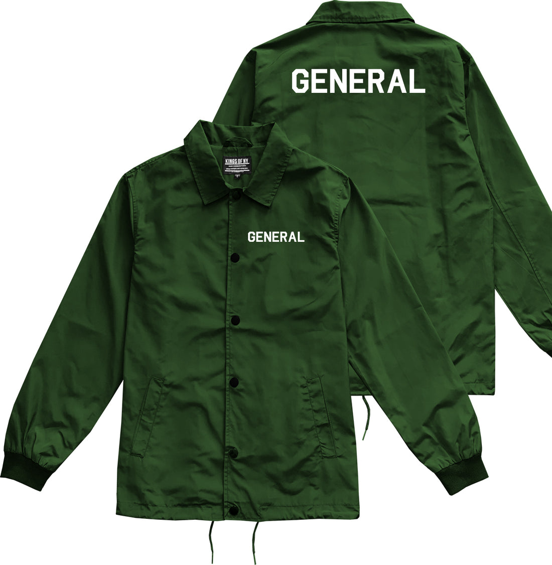 US General WW2 Mens Green Coaches Jacket by KINGS OF NY