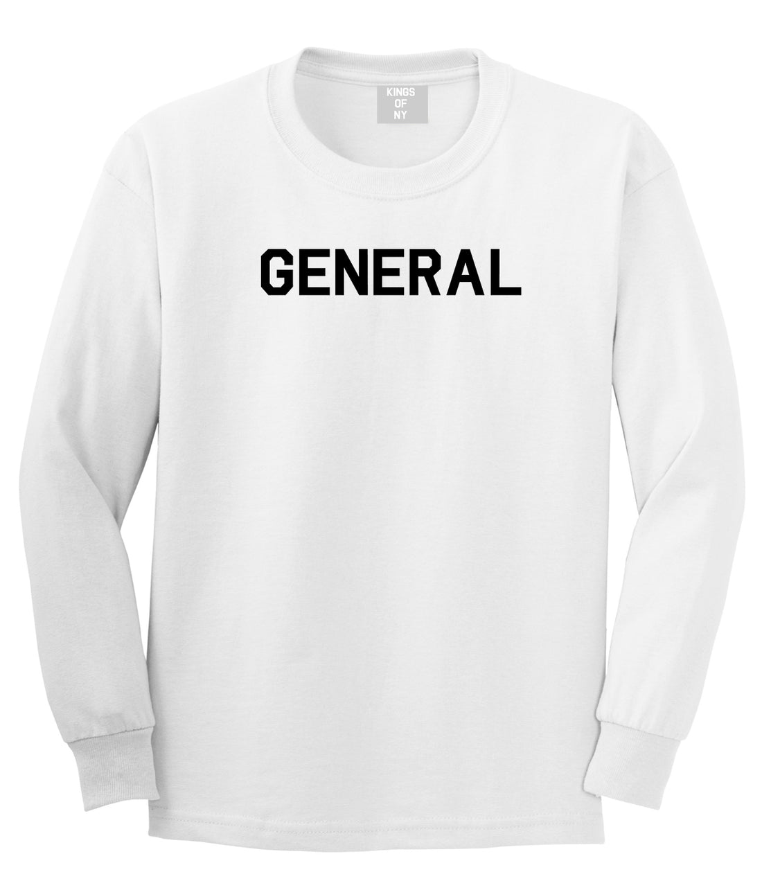 US General WW2 Mens White Long Sleeve T-Shirt by KINGS OF NY